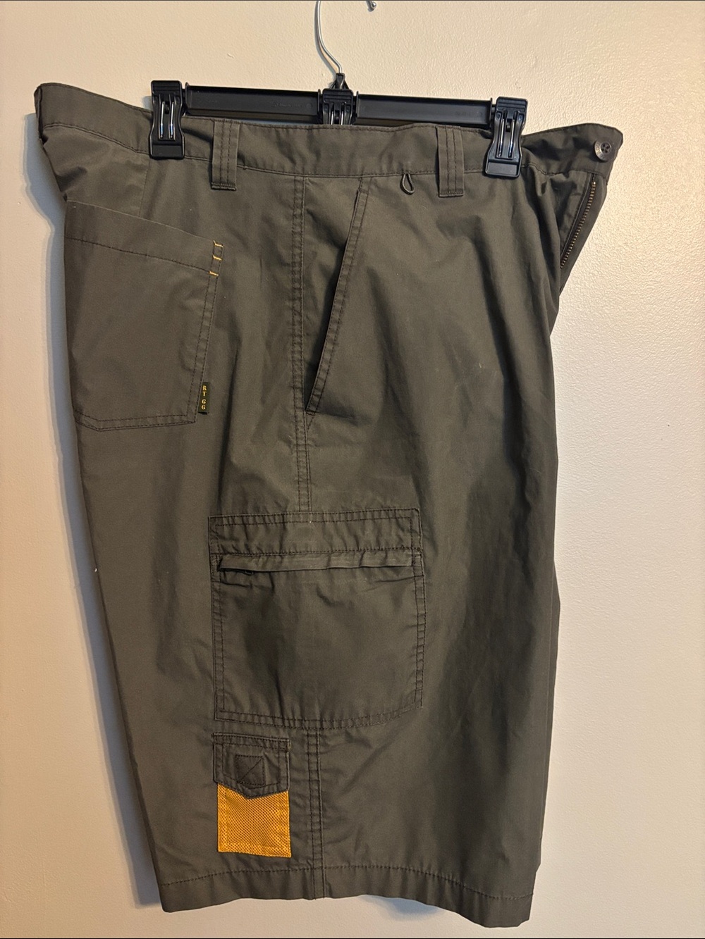 Route 66 Olive Green Cargo Shorts with gold Accent